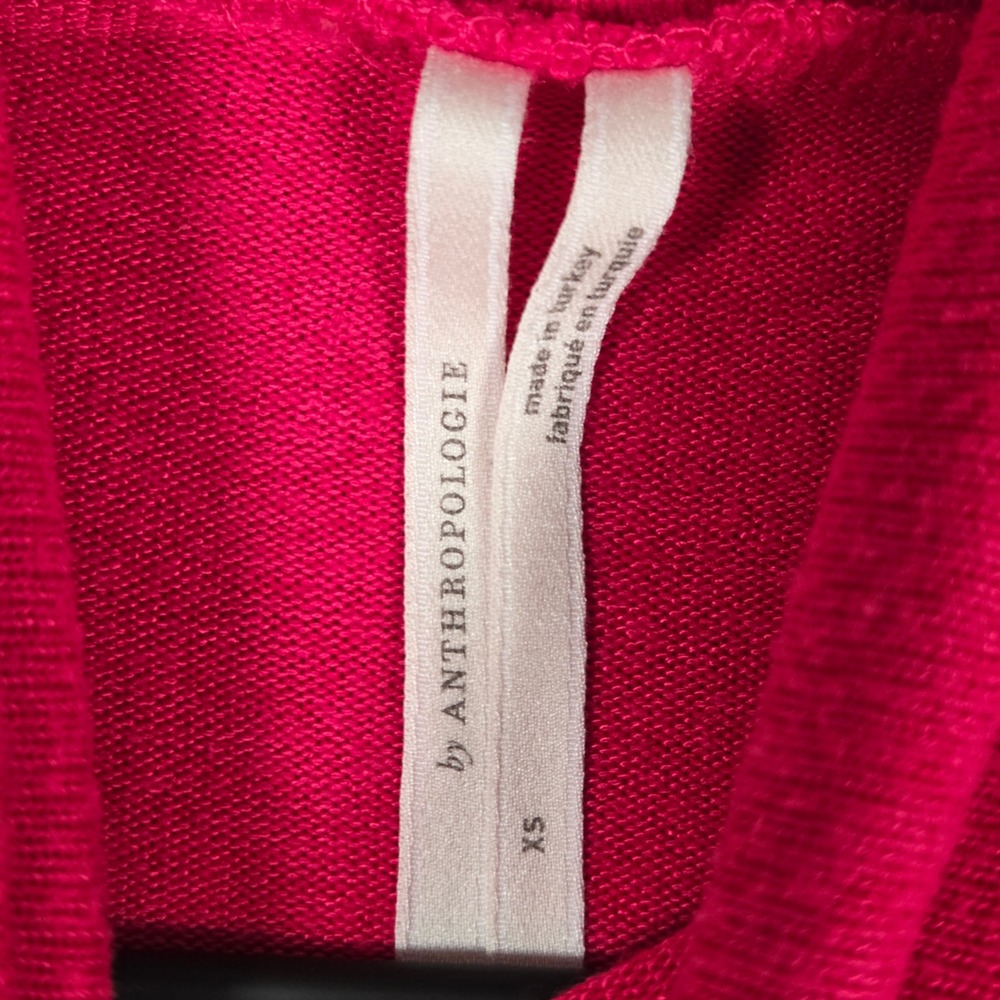 Anthropologie Women XS Turtleneck Puff Sleeve Top Pink Cozy Soft Academia - Picture 5 of 9